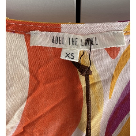 NWT Abel the Label Anthropologie‎ Swish Hi Lo Dress Orange Pink Smocking Size XS - Picture 5 of 10